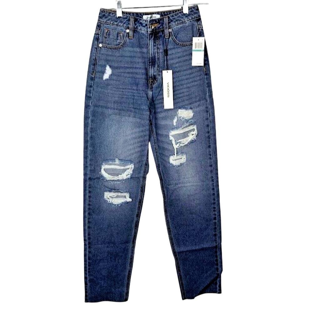 Vigoss Billie 90's High Rise Jeans Women's Size 25 Destroyed Raw Hem